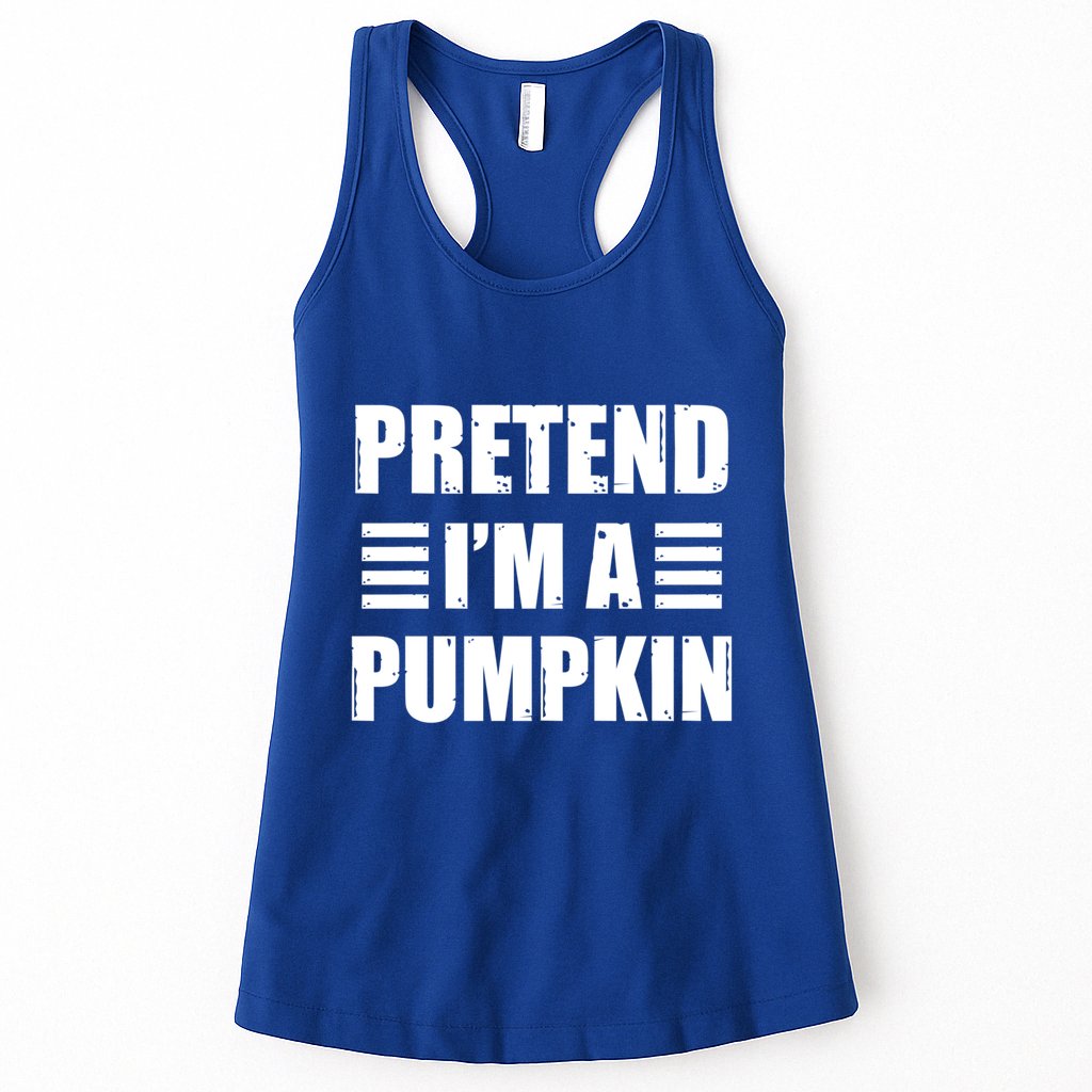 Pretend IM A Pumpkin Lazy Easy Costume Gift Womens Tank Top