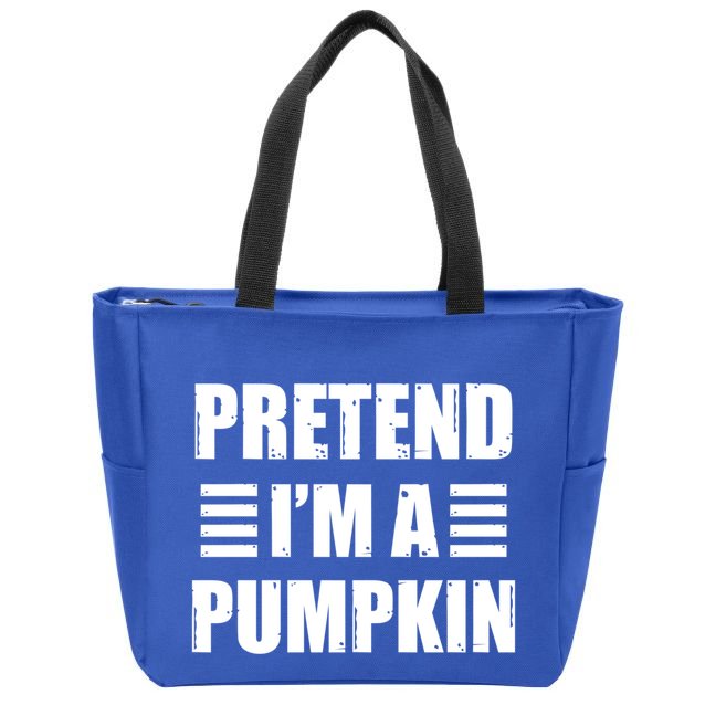 Pretend IM A Pumpkin Lazy Easy Costume Gift Zip Tote Bag