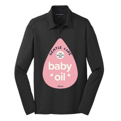 Pretend Im A Baby Oil Bottle Costume Funny Halloween Silk Touch Performance Long Sleeve Polo