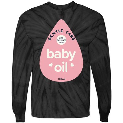 Pretend Im A Baby Oil Bottle Costume Funny Halloween Tie-Dye Long Sleeve Shirt