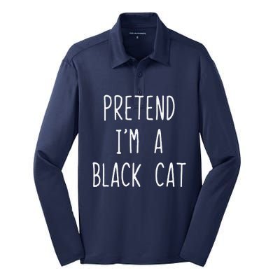 Pretend Im A Black Cat Halloween Lazy Easy Silk Touch Performance Long Sleeve Polo