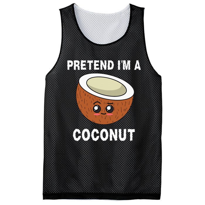 Pretend IM A Coconut Funny Sarcastic Halloween Lazy Costume Mesh Reversible Basketball Jersey Tank