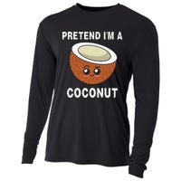 Pretend IM A Coconut Funny Sarcastic Halloween Lazy Costume Cooling Performance Long Sleeve Crew