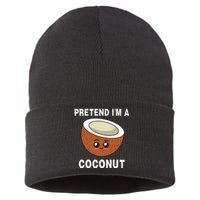 Pretend IM A Coconut Funny Sarcastic Halloween Lazy Costume Sustainable Knit Beanie