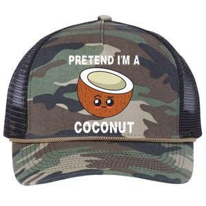 Pretend IM A Coconut Funny Sarcastic Halloween Lazy Costume Retro Rope Trucker Hat Cap