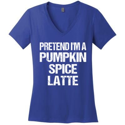 Pretend IM A Pumpkin Spice Latte Easy Halloween Costume Gift Women's V-Neck T-Shirt