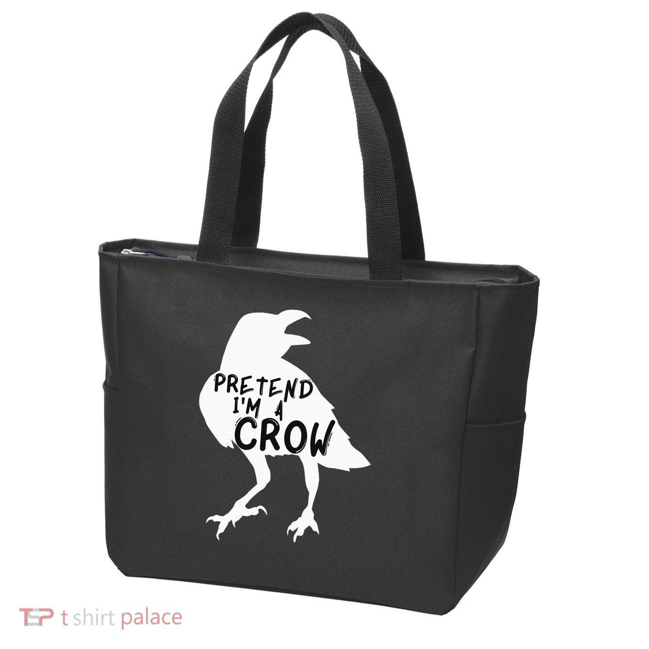 PRETEND I'M A CROW Funny Lazy Halloween Costume CROW Zip Tote Bag
