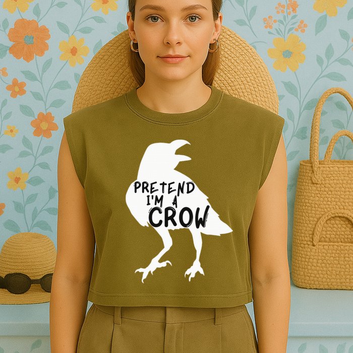 PRETEND I'M A CROW Funny Lazy Halloween Costume CROW Garment-Dyed Women's Muscle Tee