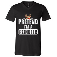 Pretend Im A Reindeer Easy Christmas Costume V-Neck T-Shirt