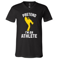 Pretend IM An Athlete Breakdancer Halloween Lazy Costume V-Neck T-Shirt