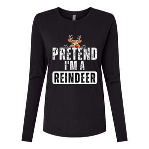 pretend im a reindeer Easy Christmas Costume  Womens Cotton Relaxed Long Sleeve T-Shirt