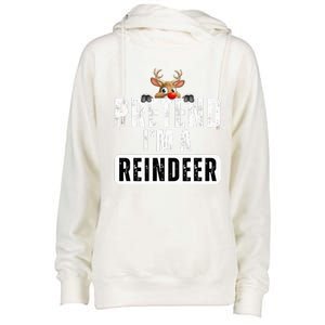 pretend im a reindeer Easy Christmas Costume  Womens Funnel Neck Pullover Hood