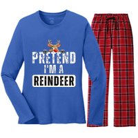 pretend im a reindeer Easy Christmas Costume  Women's Long Sleeve Flannel Pajama Set 