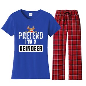 pretend im a reindeer Easy Christmas Costume  Women's Flannel Pajama Set