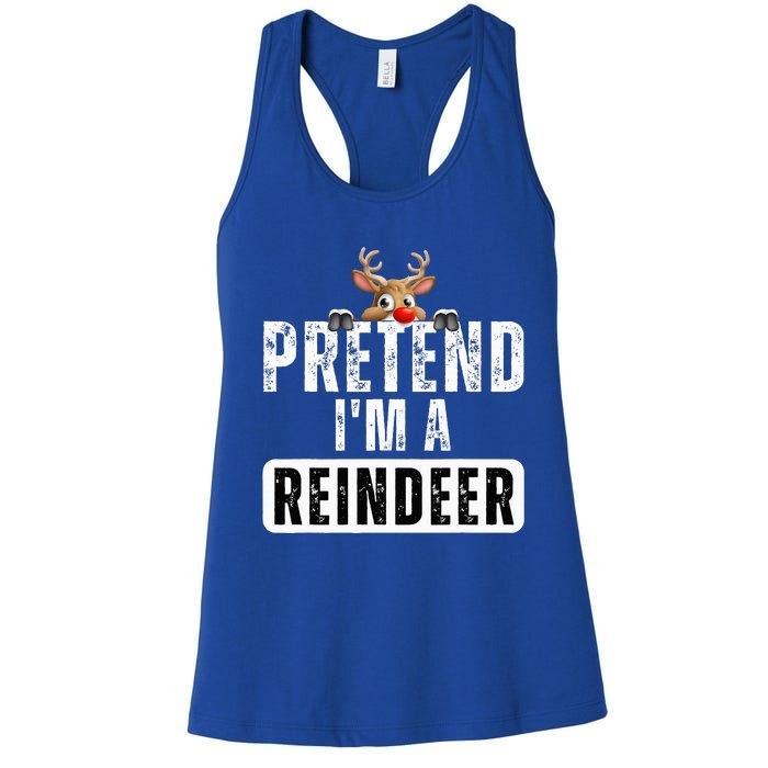 pretend im a reindeer Easy Christmas Costume  Women's Racerback Tank