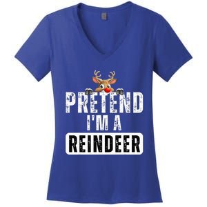 pretend im a reindeer Easy Christmas Costume  Women's V-Neck T-Shirt