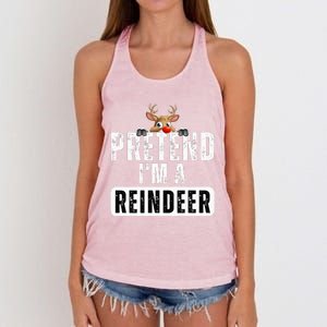 pretend im a reindeer Easy Christmas Costume  Women's Knotted Racerback Tank