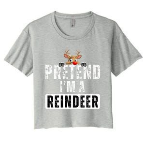 pretend im a reindeer Easy Christmas Costume  Women's Crop Top Tee