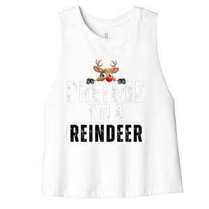 pretend im a reindeer Easy Christmas Costume  Women's Racerback Cropped Tank