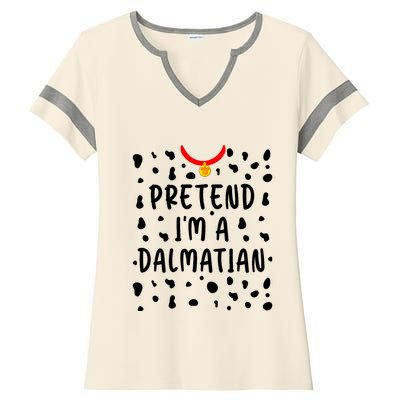 Pretend Im A Dalmatian Funny Lazy Halloween Costume Ladies Halftime Notch Neck Tee