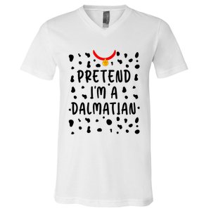 Pretend Im A Dalmatian Funny Lazy Halloween Costume V-Neck T-Shirt