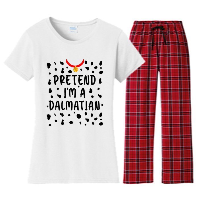 Pretend Im A Dalmatian Funny Lazy Halloween Costume Women's Flannel Pajama Set