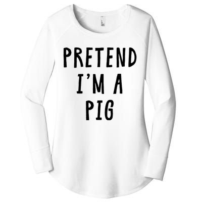 Pretend Im A Pig Costume Women Halloween Costume Women's Perfect Tri Tunic Long Sleeve Shirt