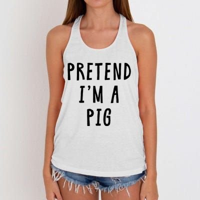 Pretend Im A Pig Costume Women Halloween Costume Women's Knotted Racerback Tank