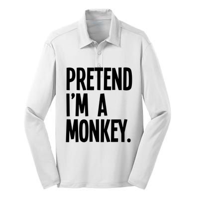 Pretend IM A Monkey Funny Halloween Party Costume Silk Touch Performance Long Sleeve Polo