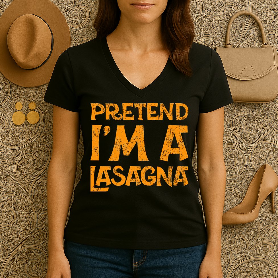 Pretend Im A Im Lasagna Pasta Halloween Costume Women's V-Neck T-Shirt