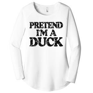 Pretend IM A Duck Diy Easy Halloween Costume Women's Perfect Tri Tunic Long Sleeve Shirt