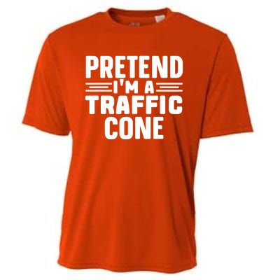 Pretend IM A Traffic Cone Funny Lazy Halloween Costume Cooling Performance Crew T-Shirt