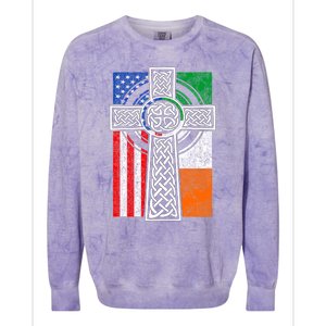 Patriotic Irish American Flag Funny Gift St Patrick's Day Cute Gift Colorblast Crewneck Sweatshirt