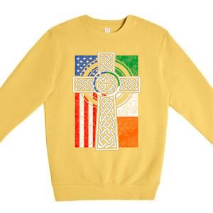 Patriotic Irish American Flag Funny Gift St Patrick's Day Cute Gift Premium Crewneck Sweatshirt