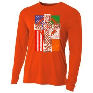 Patriotic Irish American Flag Funny Gift St Patrick's Day Cute Gift Cooling Performance Long Sleeve Crew