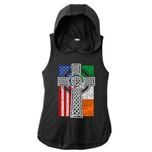 Patriotic Irish American Flag Funny Gift St Patrick's Day Cute Gift Ladies PosiCharge Tri-Blend Wicking Draft Hoodie Tank