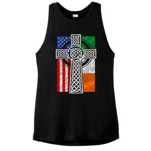 Patriotic Irish American Flag Funny Gift St Patrick's Day Cute Gift Ladies PosiCharge Tri-Blend Wicking Tank