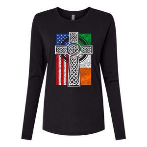 Patriotic Irish American Flag Funny Gift St Patrick's Day Cute Gift Womens Cotton Relaxed Long Sleeve T-Shirt