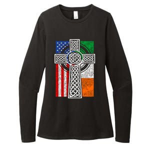 Patriotic Irish American Flag Funny Gift St Patrick's Day Cute Gift Womens CVC Long Sleeve Shirt