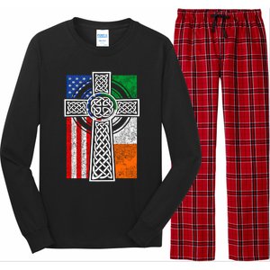 Patriotic Irish American Flag Funny Gift St Patrick's Day Cute Gift Long Sleeve Pajama Set