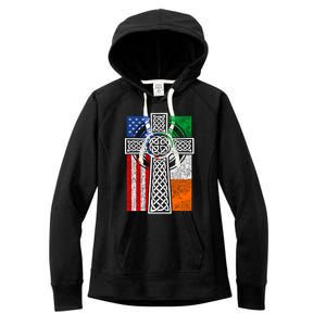 Patriotic Irish American Flag Funny Gift St Patrick's Day Cute Gift Women's Fleece Hoodie