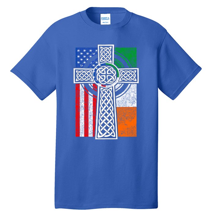 Patriotic Irish American Flag Funny Gift St Patrick's Day Cute Gift Tall T-Shirt