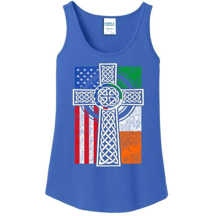 Patriotic Irish American Flag Funny Gift St Patrick's Day Cute Gift Ladies Essential Tank