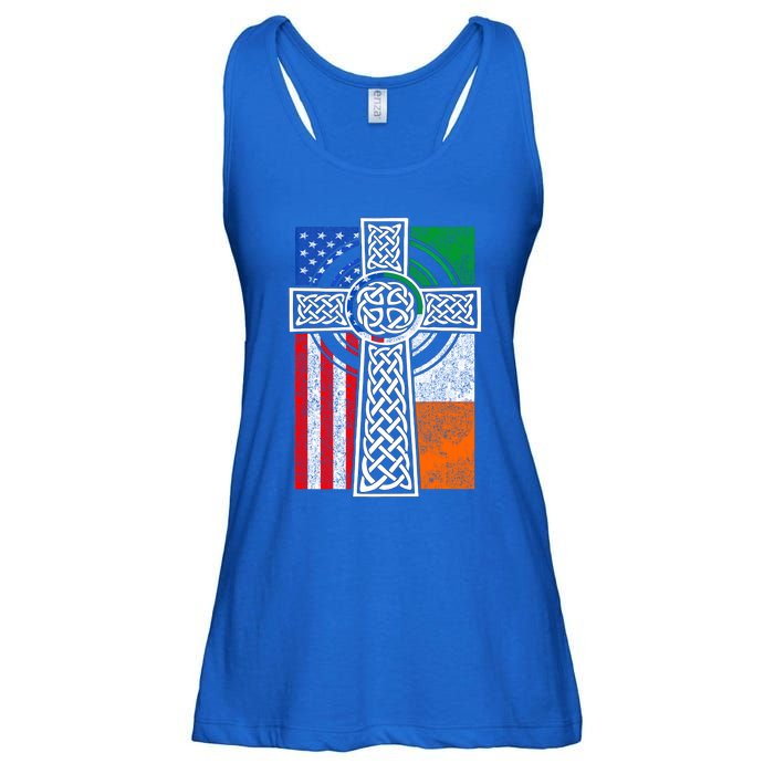 Patriotic Irish American Flag Funny Gift St Patrick's Day Cute Gift Ladies Essential Flowy Tank