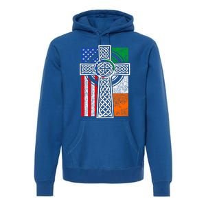 Patriotic Irish American Flag Funny Gift St Patrick's Day Cute Gift Premium Hoodie