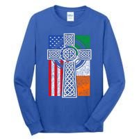 Patriotic Irish American Flag Funny Gift St Patrick's Day Cute Gift Tall Long Sleeve T-Shirt