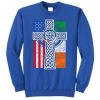 Patriotic Irish American Flag Funny Gift St Patrick's Day Cute Gift Tall Sweatshirt