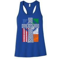 Patriotic Irish American Flag Funny Gift St Patrick's Day Cute Gift Women's Racerback Tank