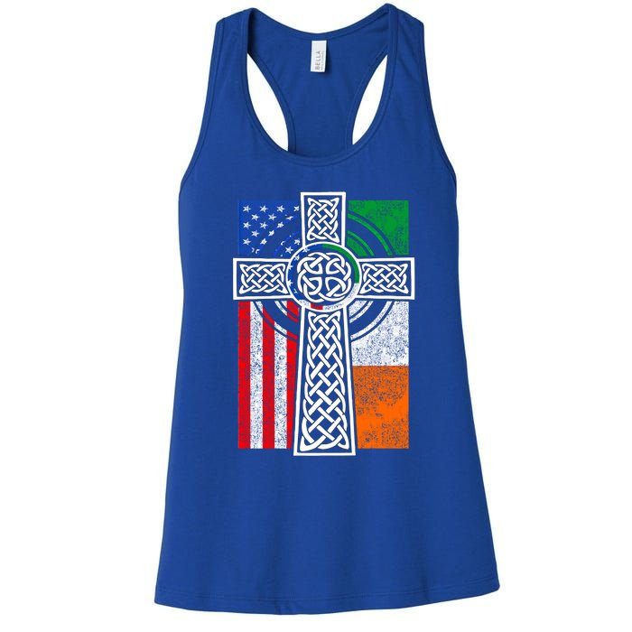 Patriotic Irish American Flag Funny Gift St Patrick's Day Cute Gift Women's Racerback Tank