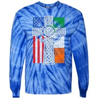 Patriotic Irish American Flag Funny Gift St Patrick's Day Cute Gift Tie-Dye Long Sleeve Shirt